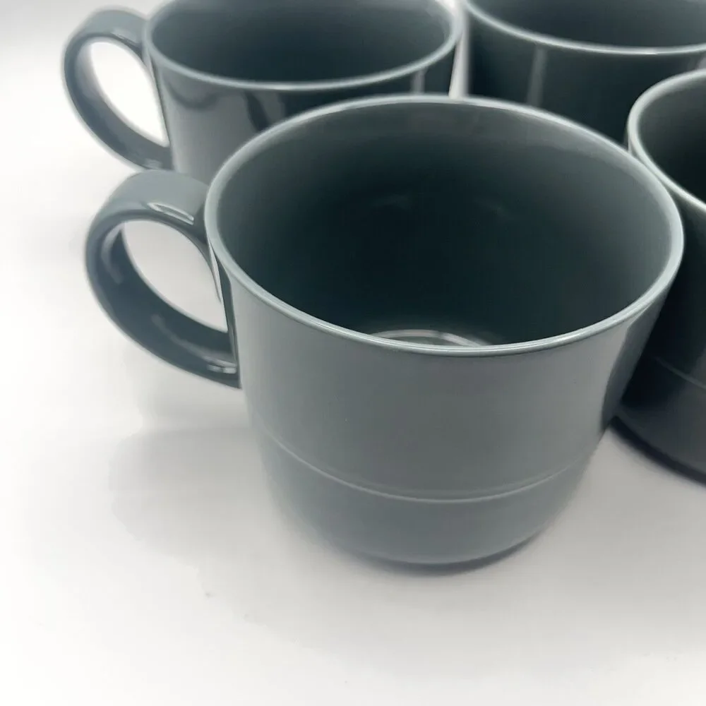 Crate & Barrel Aaron Probyn Hue Coffee Mugs Dark Gray Set of 4 Rare